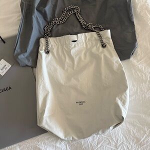 Balenciaga Crush Tote Bag White - Large